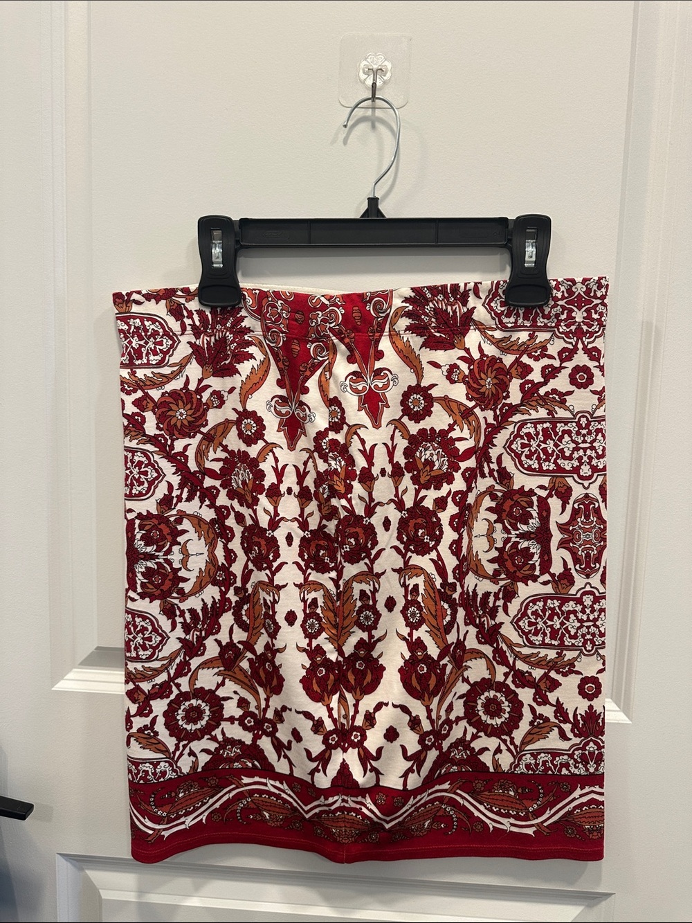 Max Studio Red and Cream Printed Mini Skirt